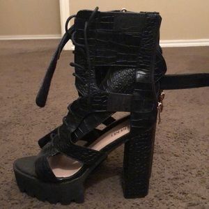 Chunky strappy heels